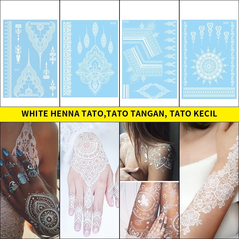 Tato Henna Putih Tato Henna Sementara, Tato Lengan Penuh, Tato Tahan Air, Tato Sementara Tahan 15 Ha