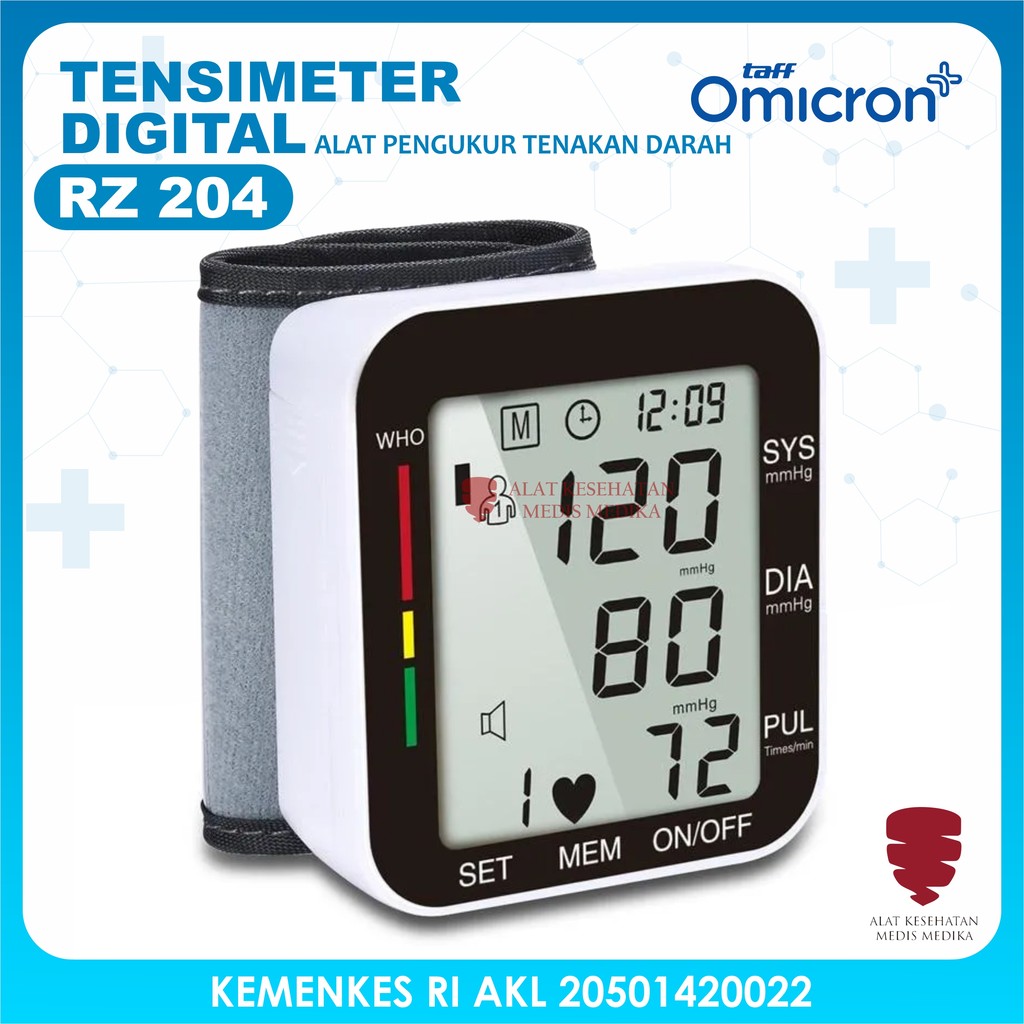 Tensimeter Digital RZ204 Alat Ukur Tensi Tekanan Darah Gelang Pengukur Blood Pressure Monitor Electr