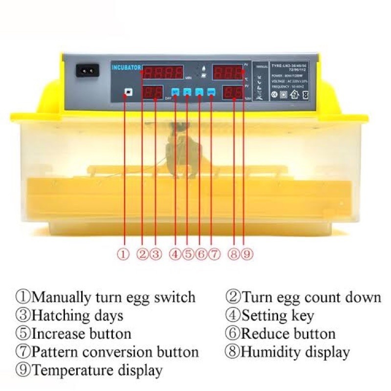 Mesin Tetas Inkubator Penetas Telur Otomatis 56 Telur Ayam Burung Bebek / Inkubator Telur