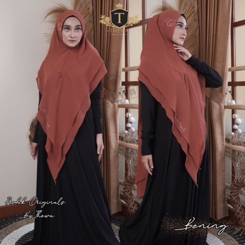 Thewa Khimar Bening Ori Thewa ceruty babydoll premium soft pet antem 2 layer khimar payet jilbab ins