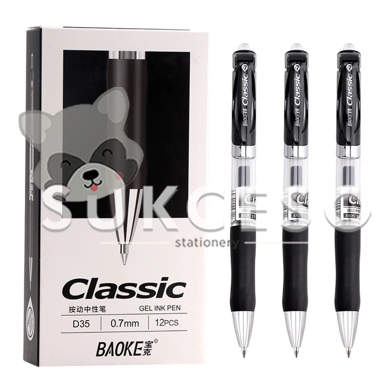 

BAOKE Pen Gel Retractable 0.7mm D35 Black - Pulpen Pena Jel Cetek SATUAN