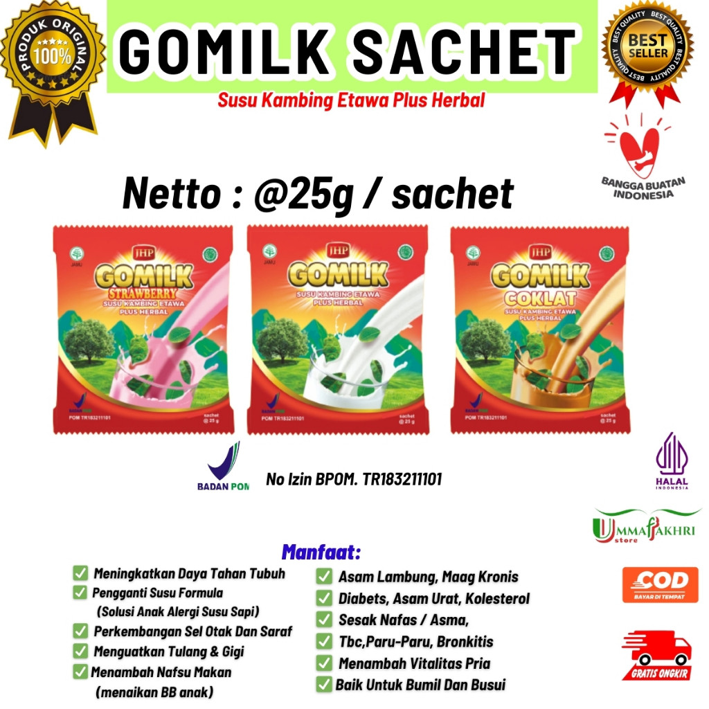 

Gomilk Sachet Susu kambing Etawa Plus Herbal