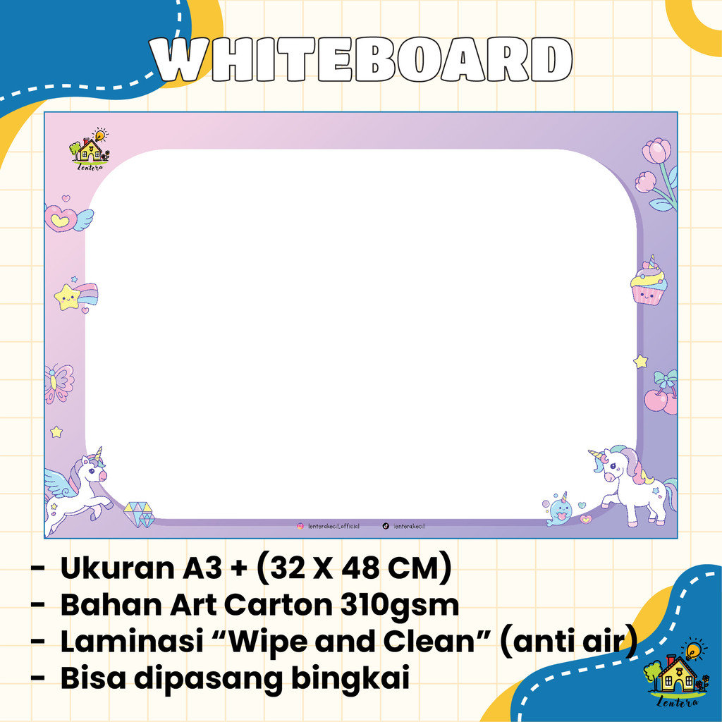 

Whiteboard Papan Tulis Anak Tema Pemadam, Polisi, Princess, Unicorn