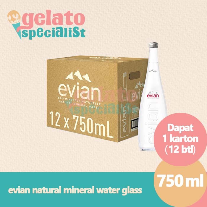 Evian Natural Mineral Water Glass 750ml (12pcs)