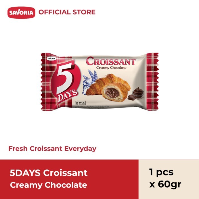 

5 Days Croissant Creamy Chocolate - Roti Croisant Isi Coklat 60g