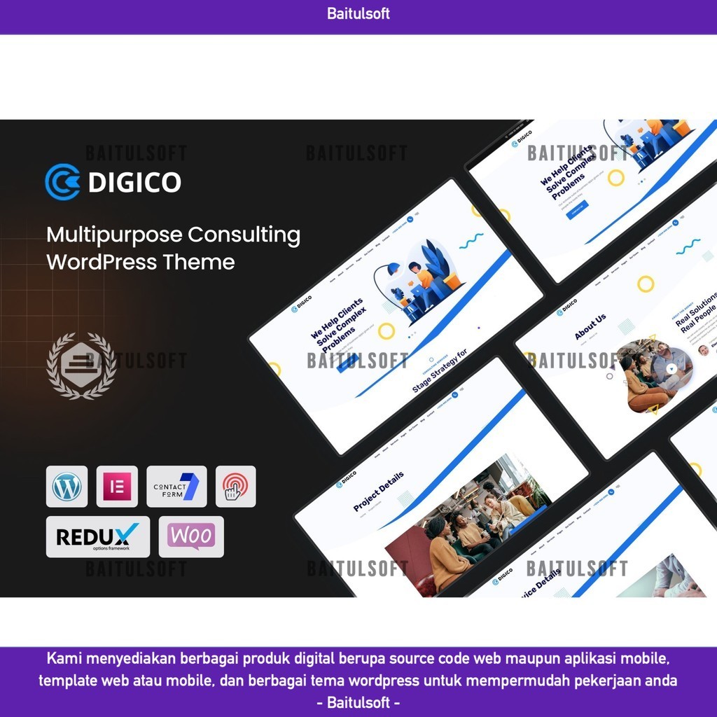 TEMA WEB  DIGICO - MULTIPURPOSE CONSULTING WORDPRESS THEME D5615 BAITULSOFT LISENSI ORIGINAL FULL VE