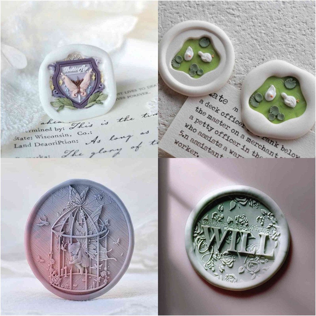 

2024 New Wax Seal Multilayer Carved Chapter Lovely Head Anaglyph Bronze Wedding Invitations Envelope Seal Stamp Diy Toys