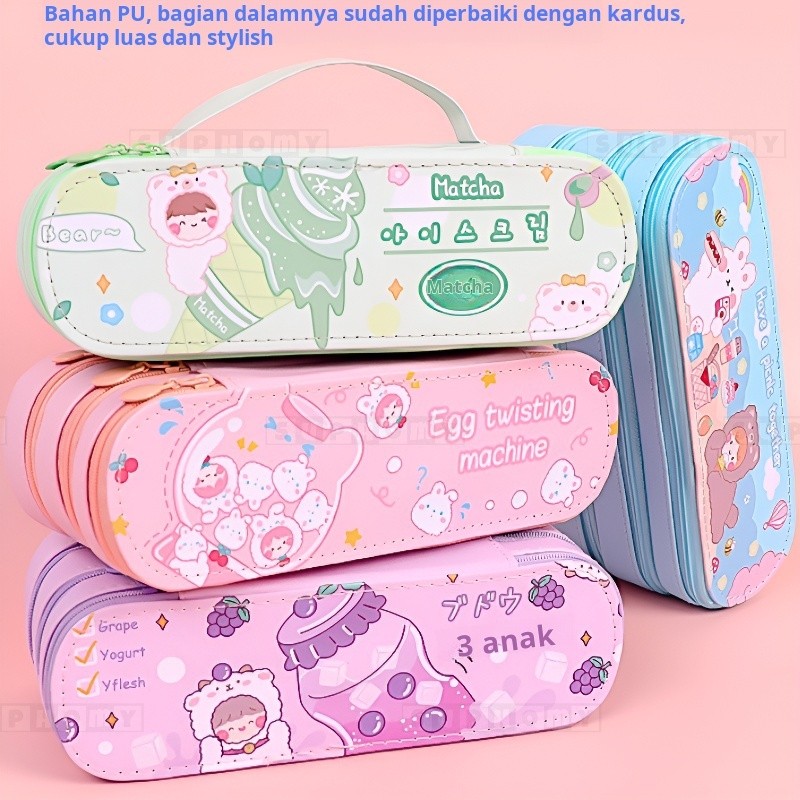 

JAMIN MURAH !!!Tempat Pencil Tas Pensil kotak pensil aesthetic tempat alat tulis Bahan PVC berkapasitas besar dengan stiker gratis(BISA LANGSUNG ORDER)