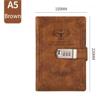 

READY Buku Catatan Harian Notebook Cover Kulit Kunci Password A5 - TD100 - Cokelat SIAP KIRIM