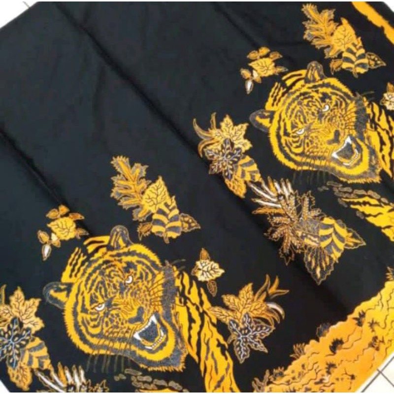 kain batik print motif macan kuning