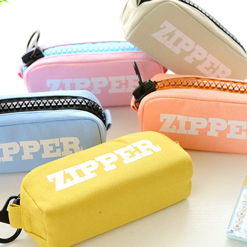 

Creative large zipper pencil case super large capacity canvas pencil case for student pencil stationery storage supplies