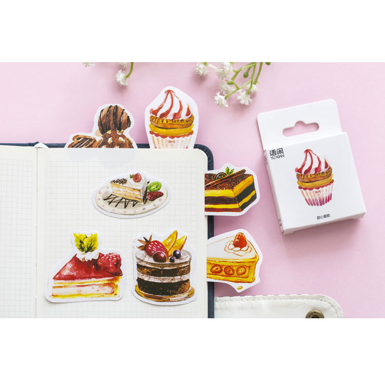 

Mohamm 50Pcs Sweet Cake Decorative Sticker Books Scrapbooking DIY Note Paper Sticker Flakes Stationary Accessories Art Supplie