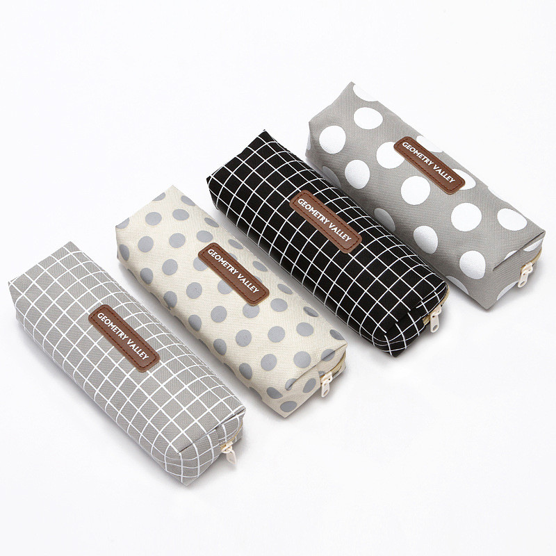 

1Pcs Small Fresh Origin Lattice Pencil Case High Capacity Canvas Material Pencil Bag Office Stationery And School Supplies