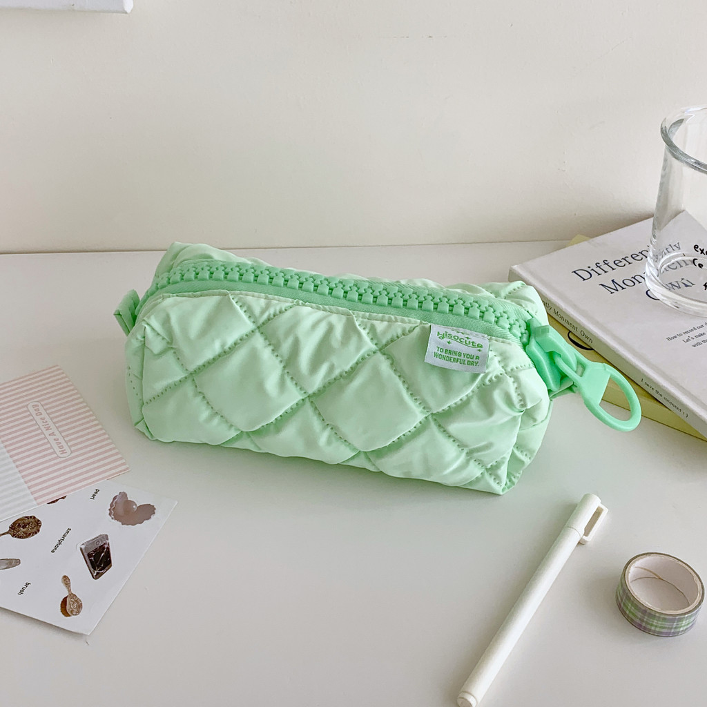

Soft Quilting Big Zipper Pencil Case School Stationary Storage Bag Large Capacity Pen Bag
