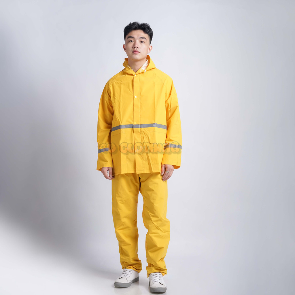 Jas Hujan Setelan Celana / Mantel Proyek Kuning Polyester PVC / Seragam Jas Hujan / Mantel Pabrik / 
