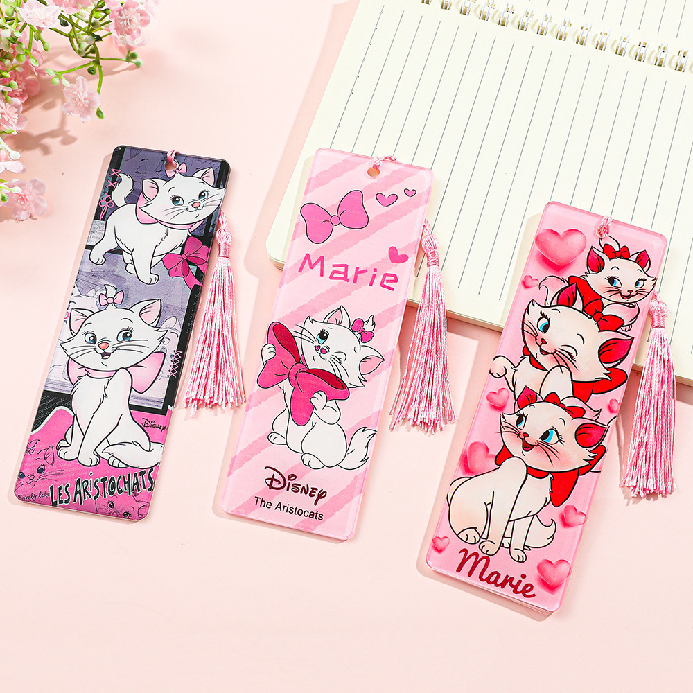 

Disney Mary Cat Bookmark Acrylic Bookmark Cartoon Fan Series Stationery Gift Sool Supplies Reading Marker Girl Gift