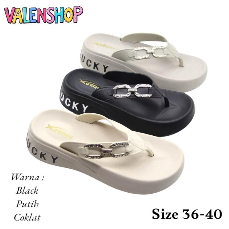 EH64 | Sandal Jepit Wedges Wanita Beruntung | Sendal Jepit Wanita Lucky | Sendal Wanita Terbaru Mode