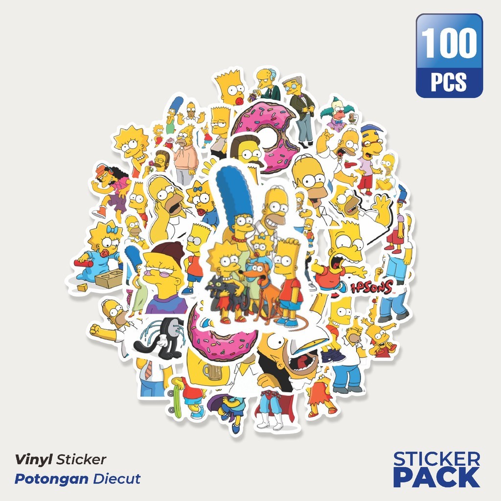 

100 PCS STIKER The Simpsons Sticker Waterproof Aesthetic- Untuk Laptop, Motor, dan Helm - Paper Stationery Pack