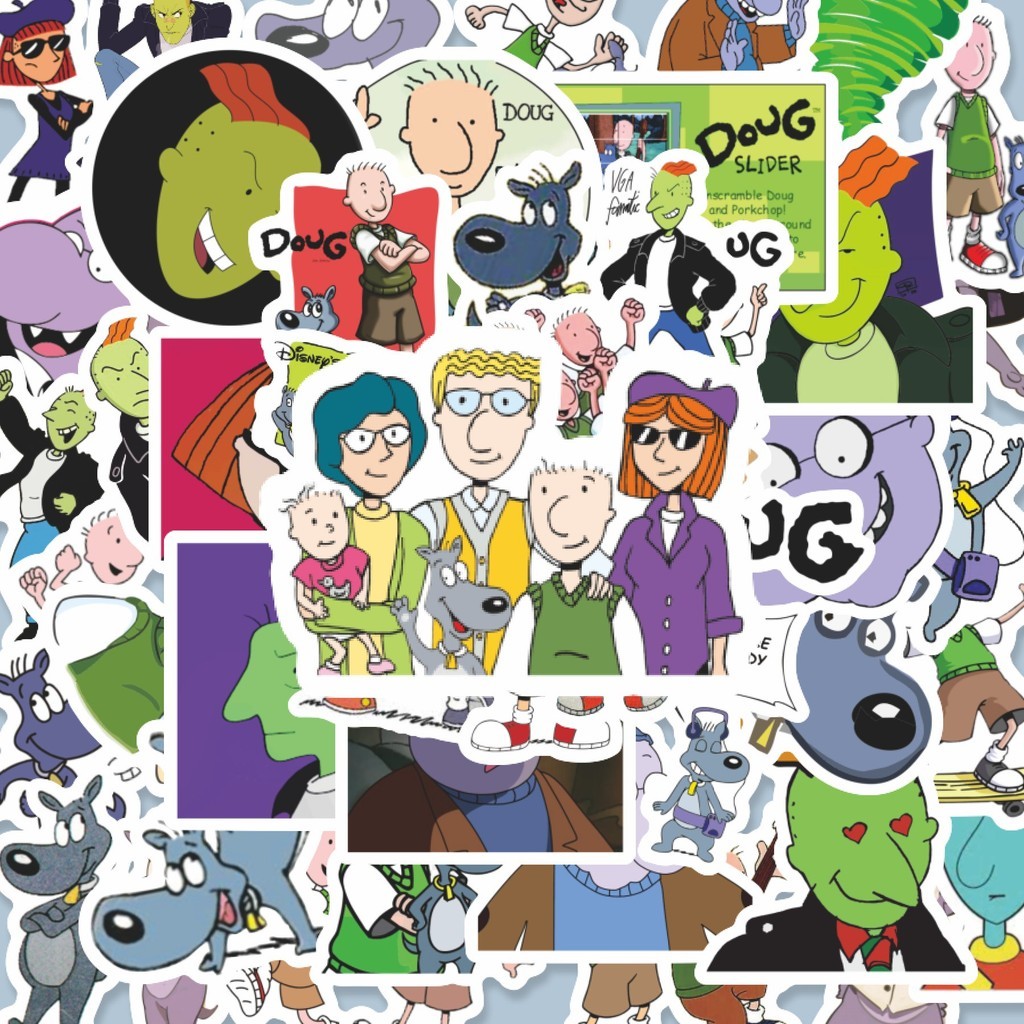 

100PCS Lucu Sticker Kartun Doug Sticker Dekorasi Lucu Kreatif untuk Notebook, Skateboard, HP