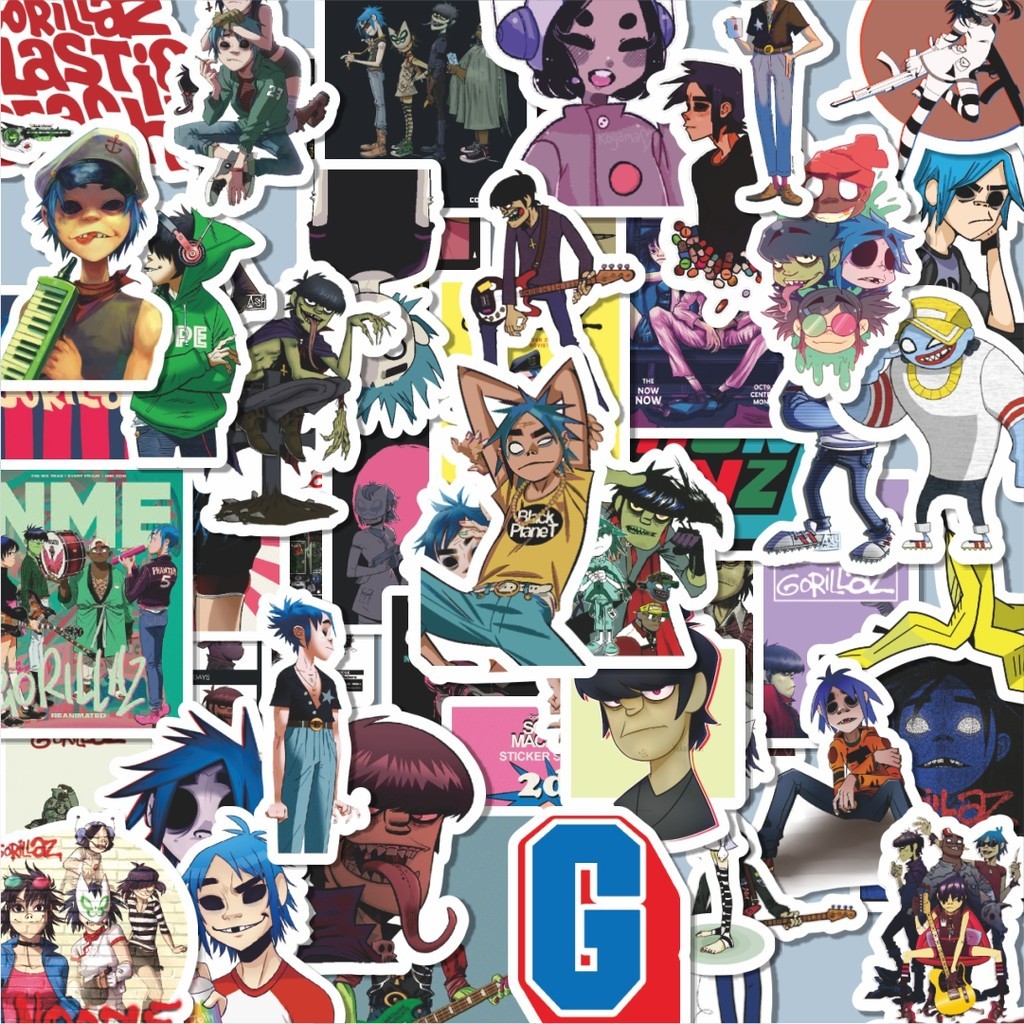 

100PCS Lucu Stiker Random Band Gorillaz Versi 7 Stiker Aesthetic Stiker Anti Air Stikers Berperekat Waterproof sticker decal buat Motor Helm Buku Journal Koper Casing HP Laptop Botol Minum Hadiah anak