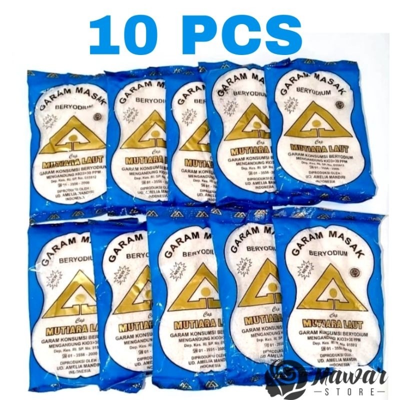 

10 Pcs Garam Masak Garam Dapur Beryodium Cap Mutiara Laut