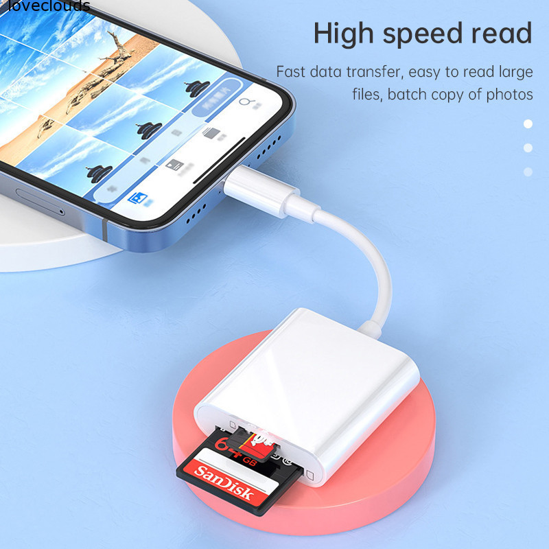 SD+TF Card Reader iphone to SD Card / TF Memory Card Read OTG Adapter——loveclouds