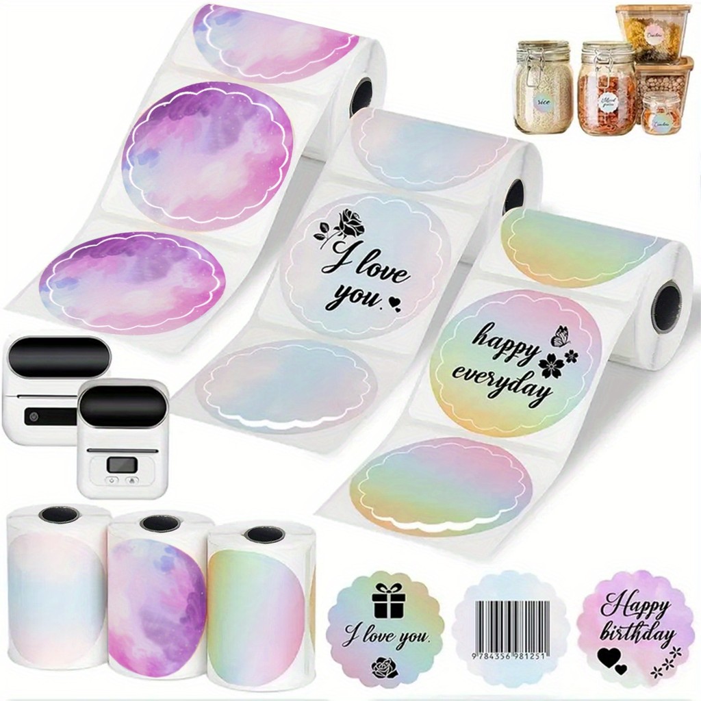 

Phomemo M110/102 Compatible Gradient 4-Color Label Stickers, 50x50mm, 160pcs per Roll - Perfect for Gift Wrapping & Home USE