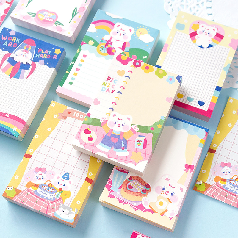 

100 Sheets Cute Sweety Bear Memo Pad Kawaii Stationery N Times Sticky Notes Portable Notepad School Office Supply Papeleria