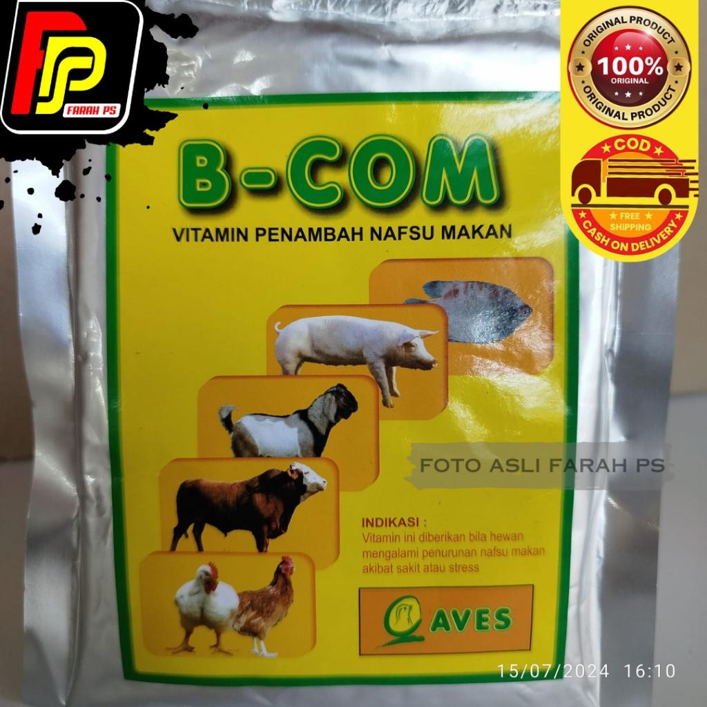B-COM 200 gr Vitamin Penambah Nafsu Makan Hewan - Vitamin B Komplek Vitamin Sapi Kambing Ayam dlln