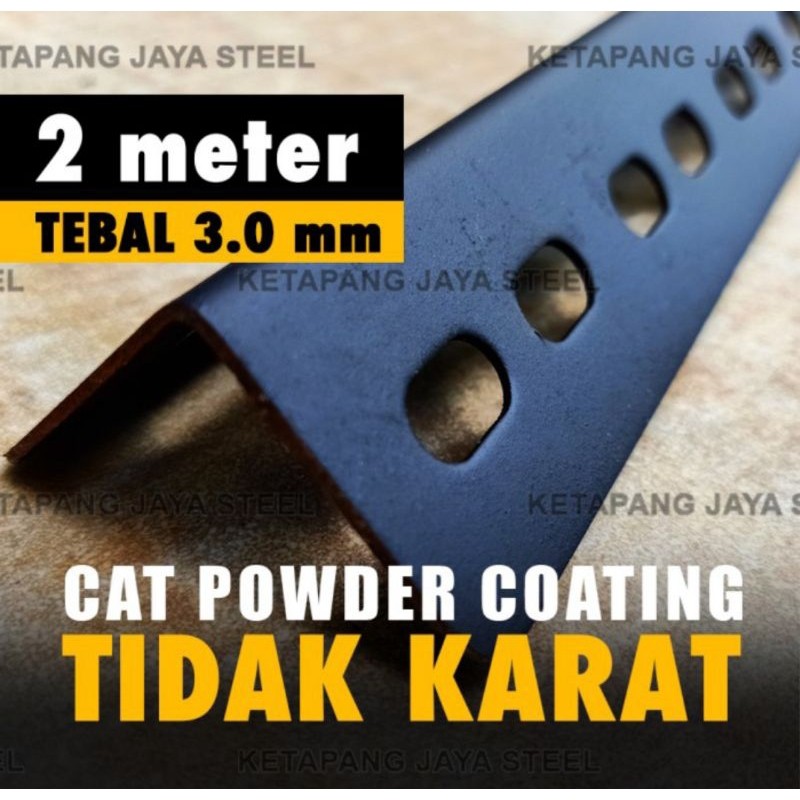 Besi Siku Lubang Hitam 3mm, 2 meter SANGAT KUAT & MURAH