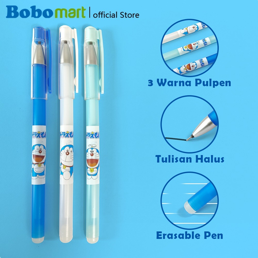 

BOBOMART Erasable Gel Pen Pulpen Bisa Dihapus GP-1255 Motif Lucu Doraemon 0.5 mm Murah