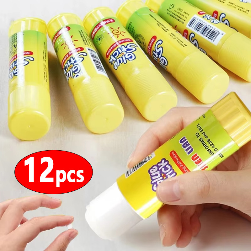 

12Pcs High Viscosity Solid Glue Stick Office School Supplies Adhesive Glue Sticks for DIY Art Paper Card Photo Stationery 9G