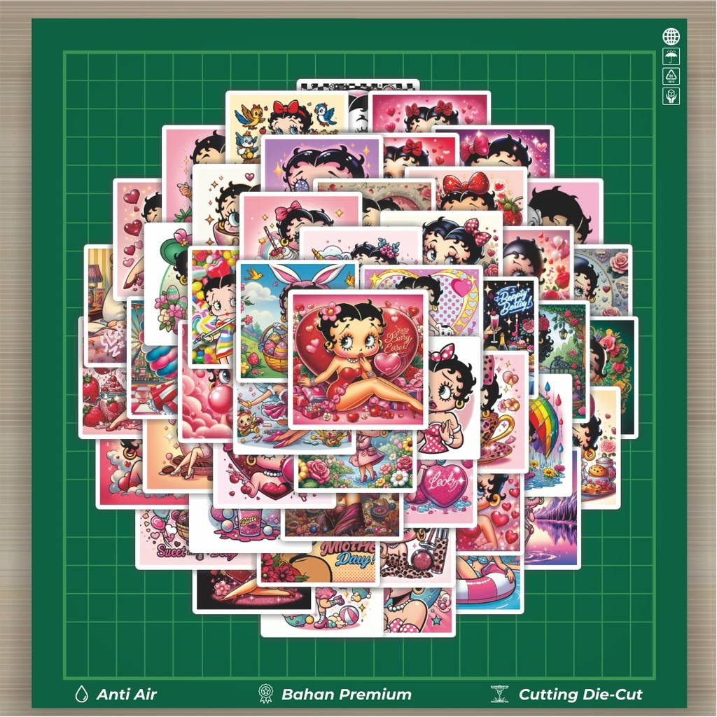 

HOT 50 PCS STIKER Stiker Kartun Betty Boop Versi 3 Stiker Fashion Cars Decal Dingin Kartu Album Custom Vinyl Anti Air- Sticker Aesthetic Buku Journal Koper Casing HP Tablet Laptop Helm Motor Botol Minum