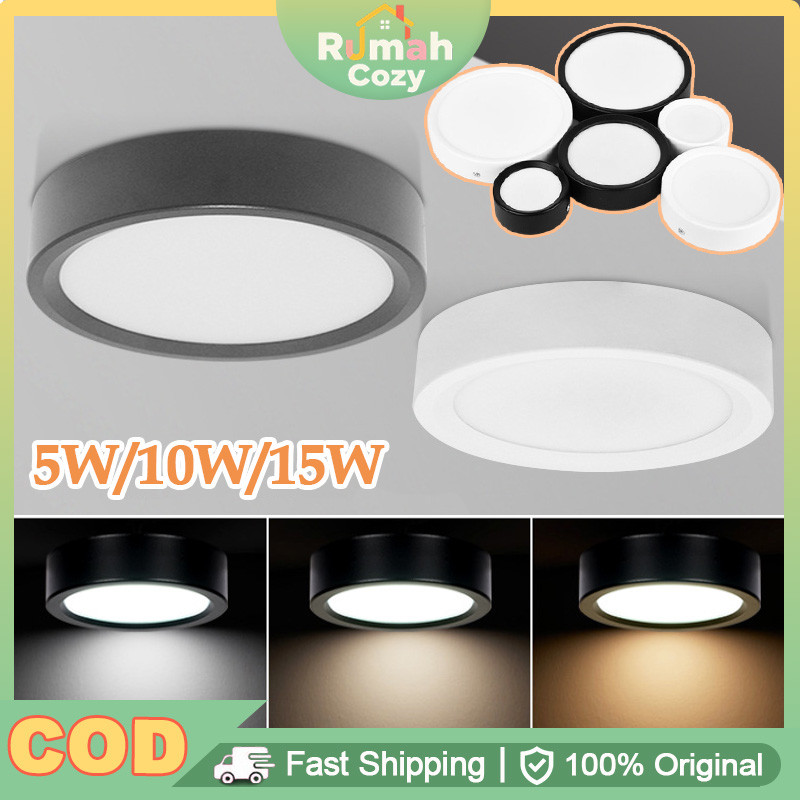 3 Warna Downlight Lampu Downlight LED Panel 5w 10w 15w Lampu Led Plafon Aluminium Indoor Bulat Kotak