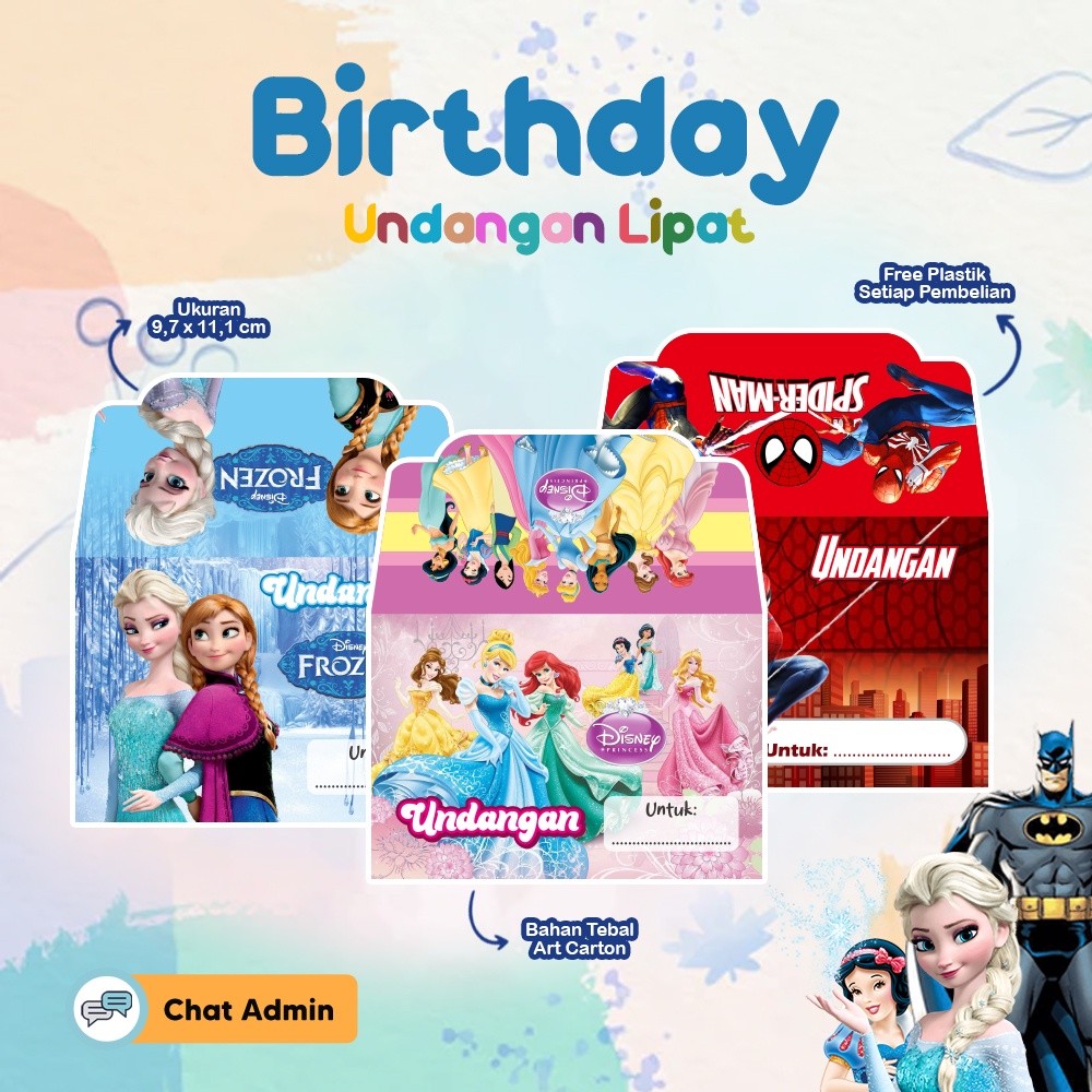 ( ISI 5PCS ) KARTU UNDANGAN ULANG TAHUN ANAK LIPAT / KARTU UCAPAN LIPAT / UNDANGAN ULTAH HAPPY BIRTH