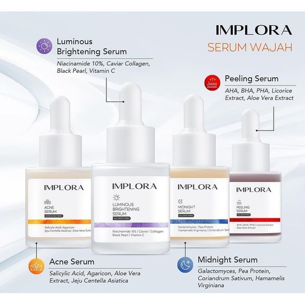 IMPLORA SERUM WAJAH IMPLORA LUMINOUS BRIGHTENING SERUM IMPLORA MIDNIGHT SERUM