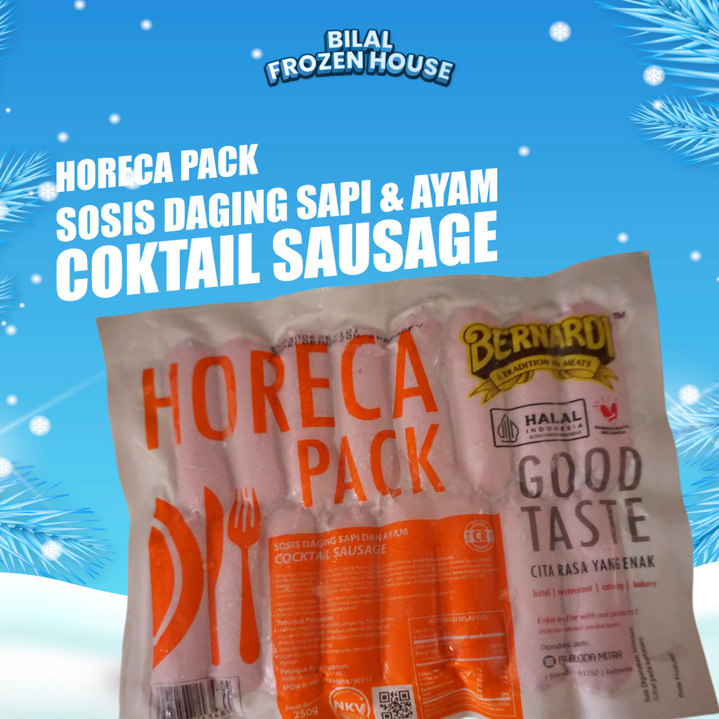 

Horeca Pack Cocktail Sausage 250gr - Sosis Daging Sapi dan Ayam - Bernardi - Sosis Horeca