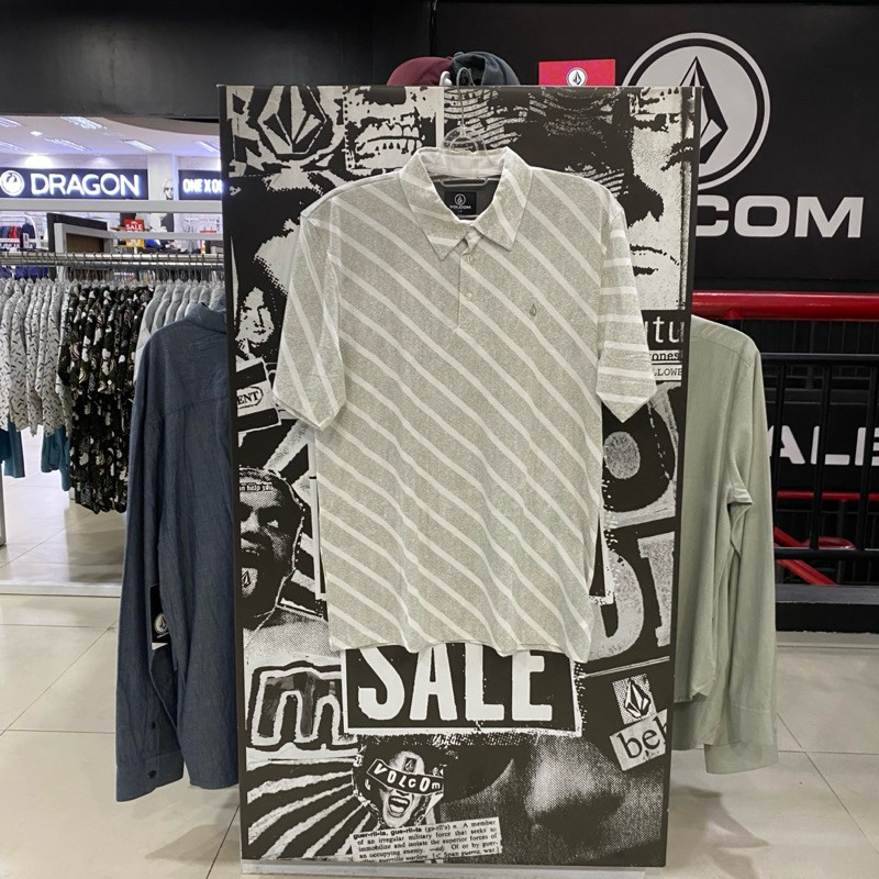 Kaos Polo Volcom Diag Short Sleeve Tee Polo White Original