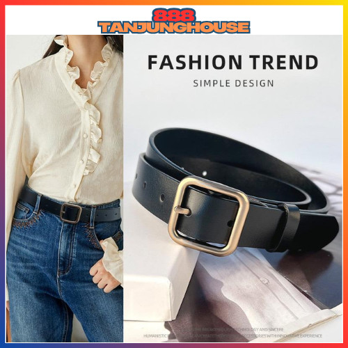 TJH  Ikat Pinggang Gaya Retro Vintage Bahan PU Kulit Leather Gesper Wanita Belt Trendy Woman Aksesor