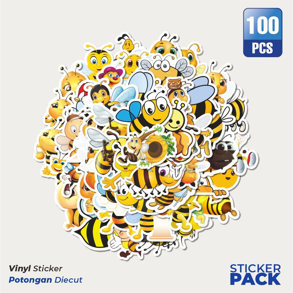 

Stiker Vinyl Stiker Funny Honeybees Series Waterproof Aesthetic- Untuk Laptop, Motor, dan Helm - Paper Stationery Pack