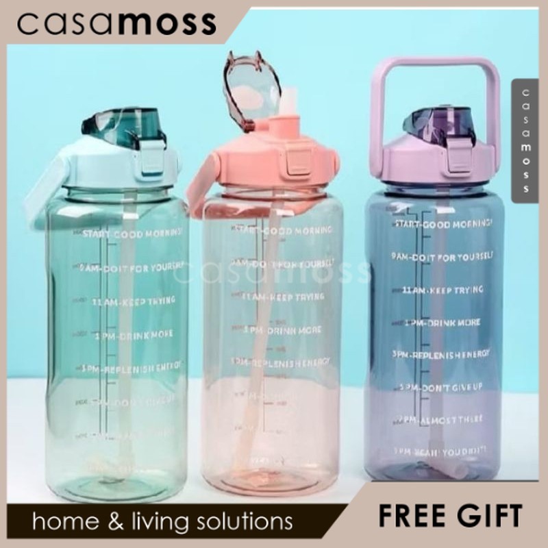 Botol Minum Plastik 2Liter Bening Free Stiker Lucu 【CASSA MOSS】