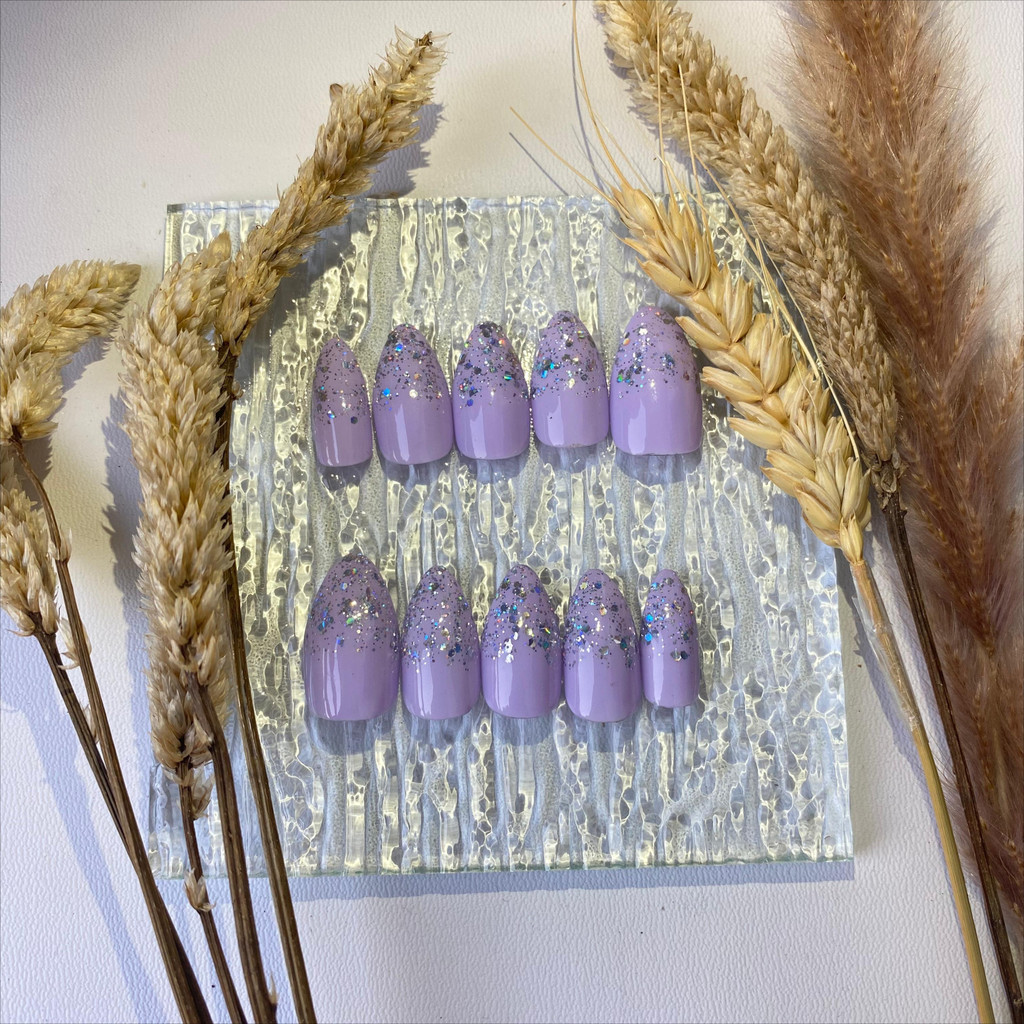 FREE LEM - Kuku palsu murah warna lilac| Kuku palsu nail art + lem| Fake nail nails| Kuku palsu nail