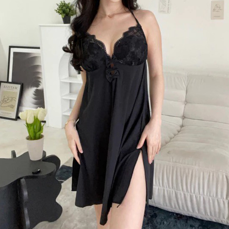 [READY] Set Baju Tidur Set Baju Tidur Tipis Seksi Celah Samping Busur Pakaian Tidur Rumah Wanita ATH