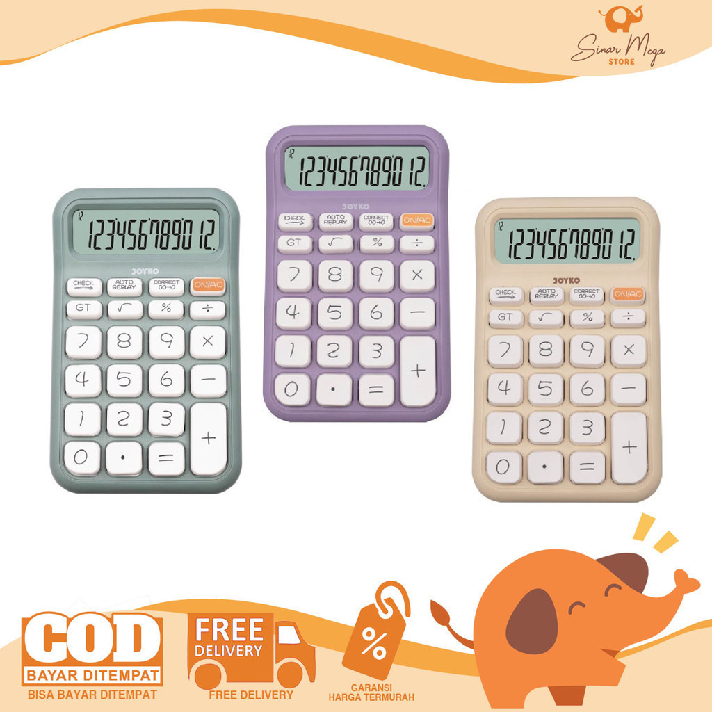 

Joyko Calculator CC-62CO Check & Correct 12 Digits Pastel Color Kalkulator Kecil Murah