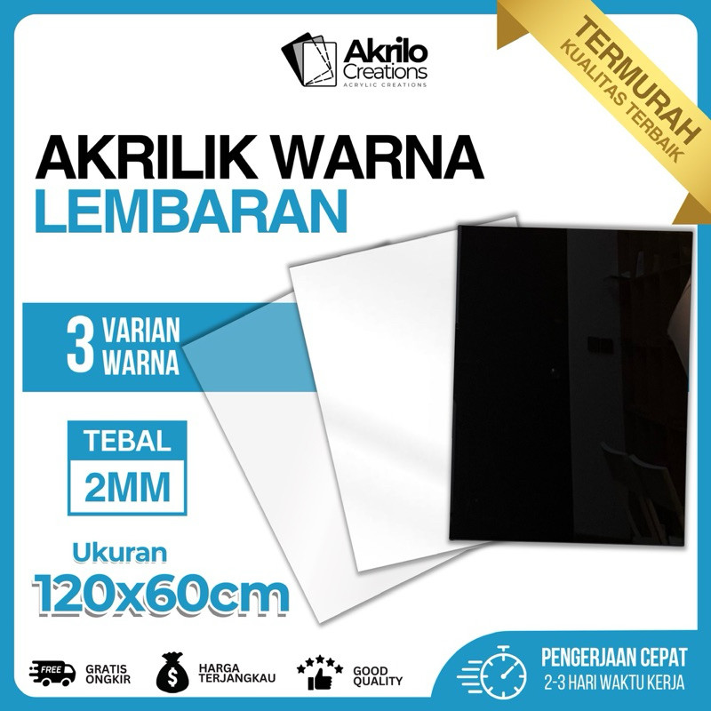 

New Akrilik Lembaran 120x60CM 2mm 3mm 5mm | Lembaran Acrylic Bening Putih Hitam 60x120 CM | Bahan Mika AkrilikPremium