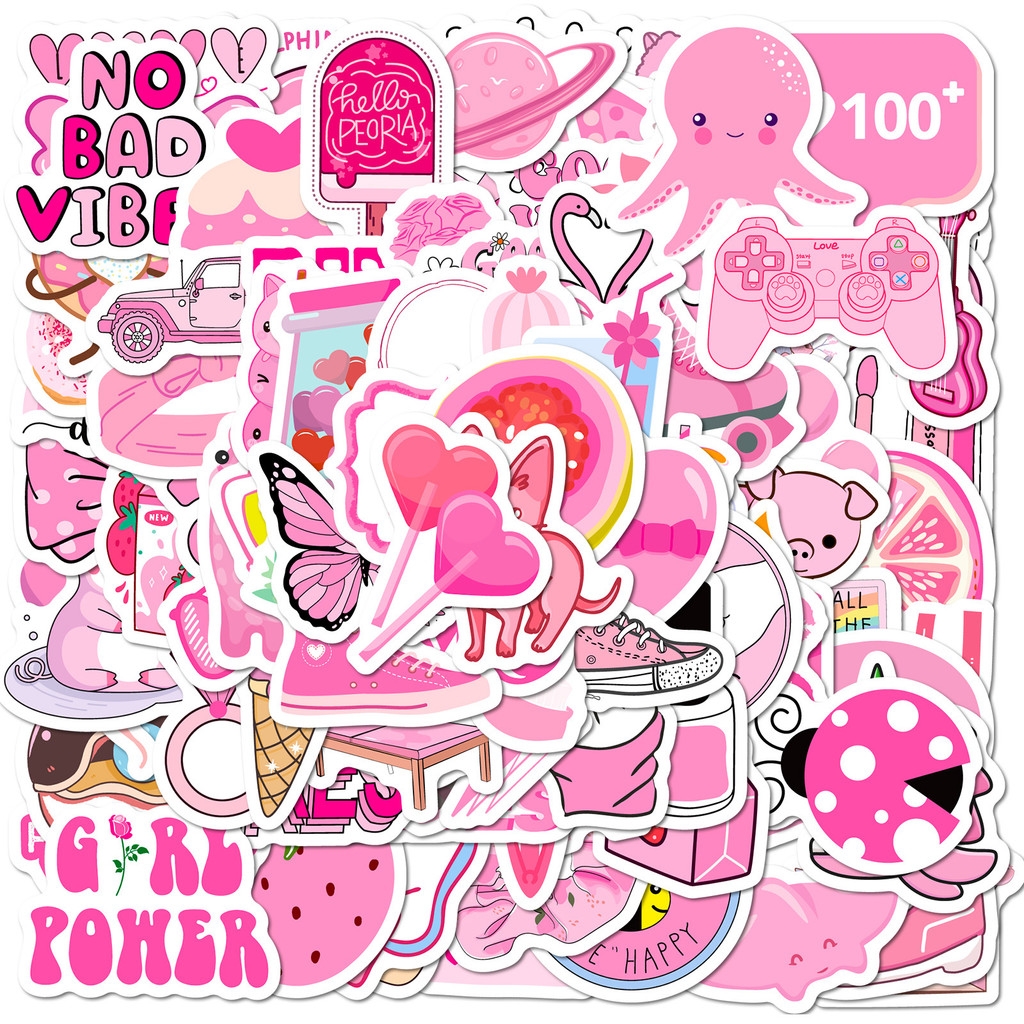 

100PCS Pink Girls Cute Cartoon Graffiti Stickers DIY Phone Guitar Laptop Notebook Suitcase Cup Waterproof Sticker Kids Toy