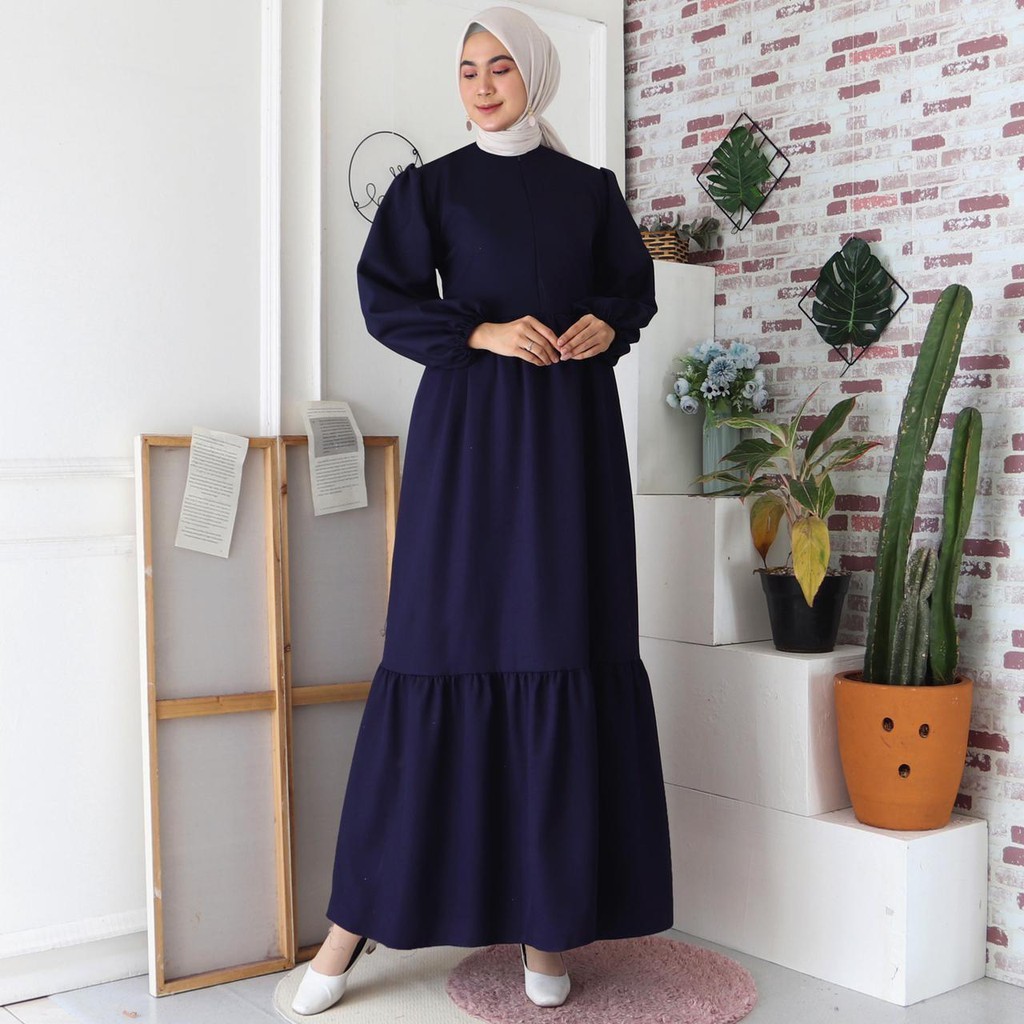 Gamis Malika Busui Maxi Dress Lengan Balon Fashion Muslim
