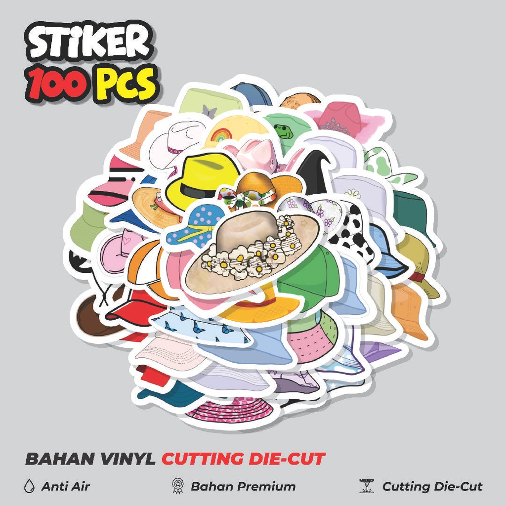 

Terbaru! 50 pcs Stiker Colorfull Hat [Topi Berwarna-warni] Dekorasi Lucu Kreatif untuk Notebook, Skateboard, HP