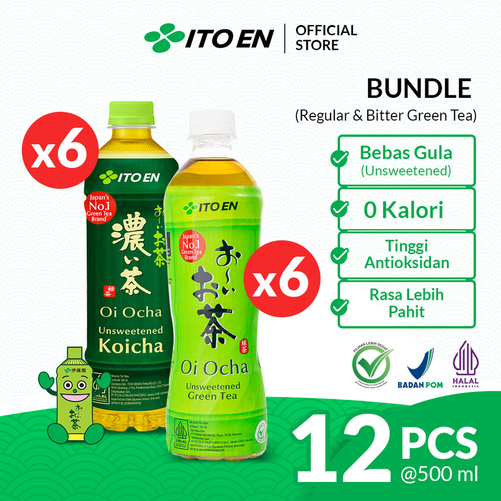 

ITO EN Paket Koicha 500 ml 6 Pcs & Oi Ocha 500 ml 6 Pcs - Bundle Mix Teh Hijau Jepang Tanpa Gula