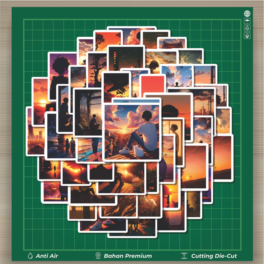 

HOT 50 PCS STIKER Stiker Anime Guys Look at Sunset Stiker Fashion Cars Decal Dingin Kartu Album Custom Vinyl Anti Air- Sticker Aesthetic Buku Journal Koper Casing HP Tablet Laptop Helm Motor Botol Minum